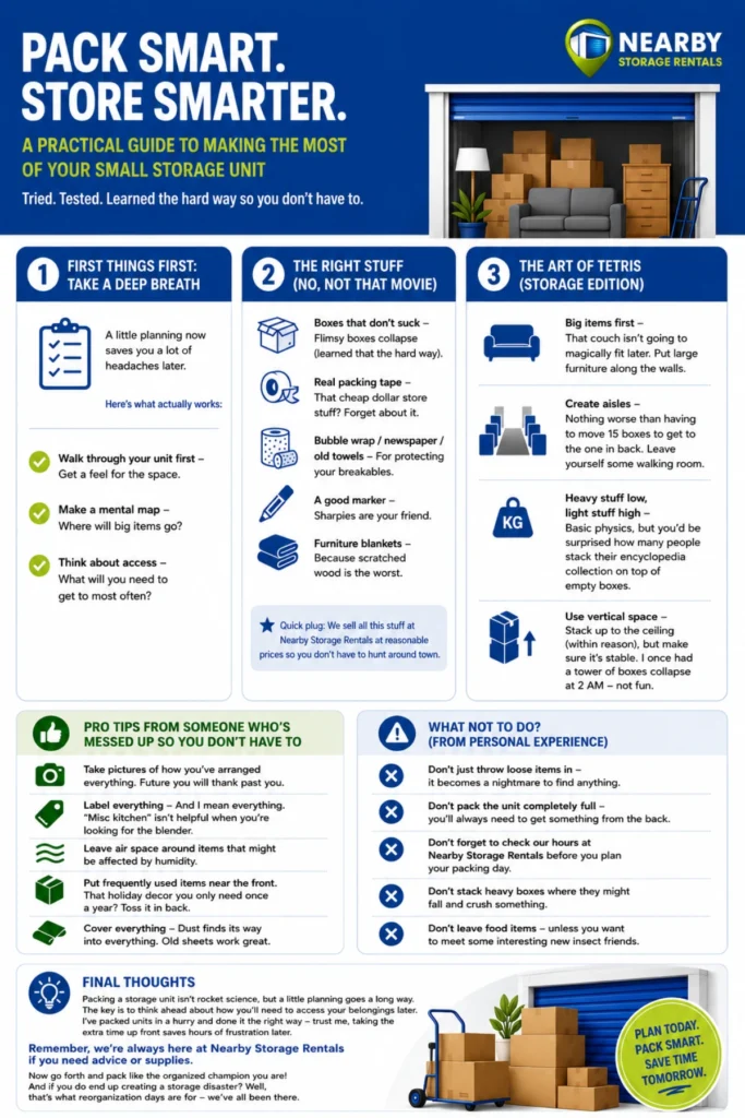 Best Way to Pack and Organize a Storage Unit (2026) 1 Best Way to Pack and Organize a Storage Unit Infographic