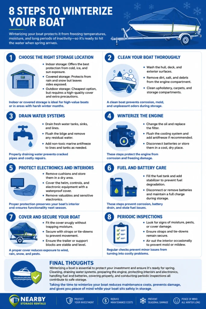 Boat Winterization Guide for Safe Winter Storage Infographic