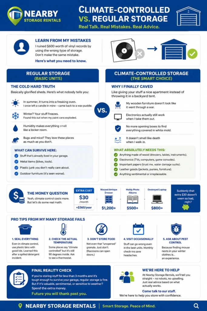 Climate Control vs Regular Storage Real Advice Infographic