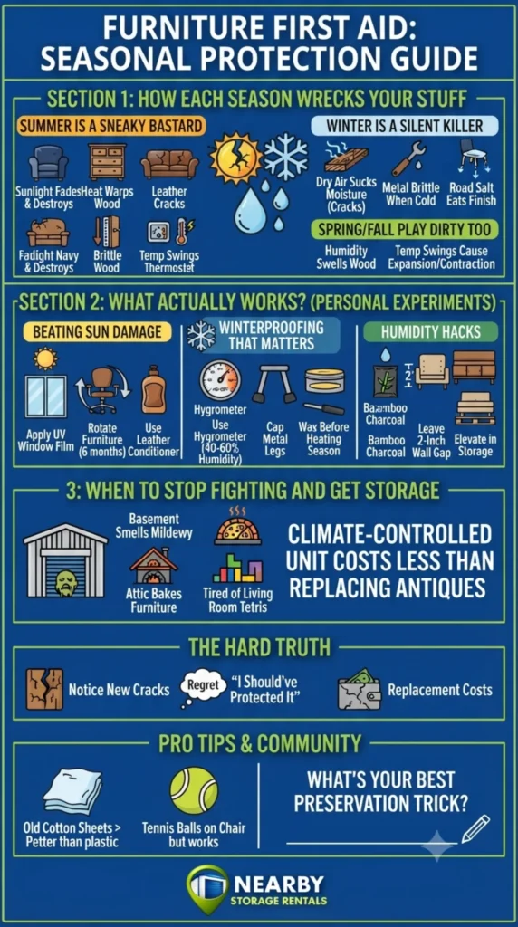 How to Protect Furniture From Seasonal Damage? (2026) 1 How to Protect Furniture From Seasonal Damage Infographic