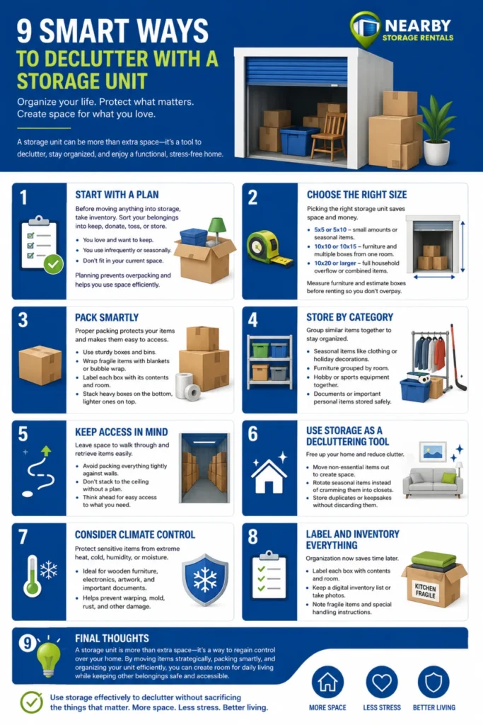 How to Use a Storage Unit to Declutter Your Home Infographic