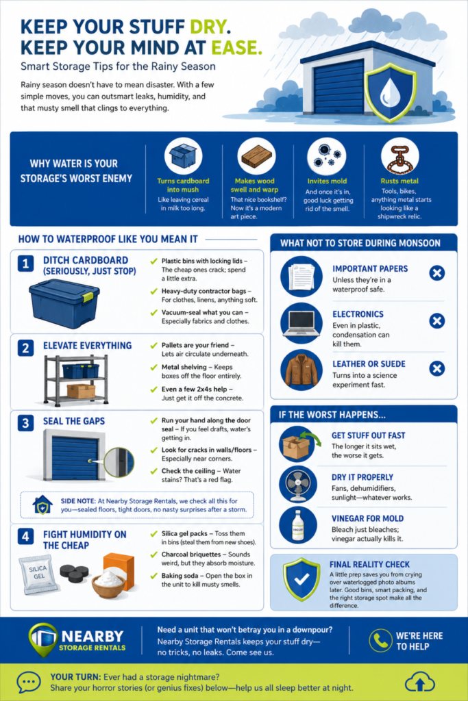 Keep Your Storage Unit Bone Dry This Rainy Season (2026) 1 Keep Your Storage Unit Bone Dry This Rainy Season Infographic
