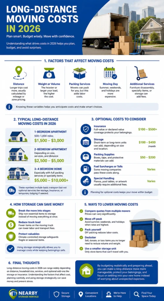 Long-Distance Moving Costs: What You’ll Actually Pay (2026) 1 Long-Distance Moving Costs What You’ll Actually Pay Infographic