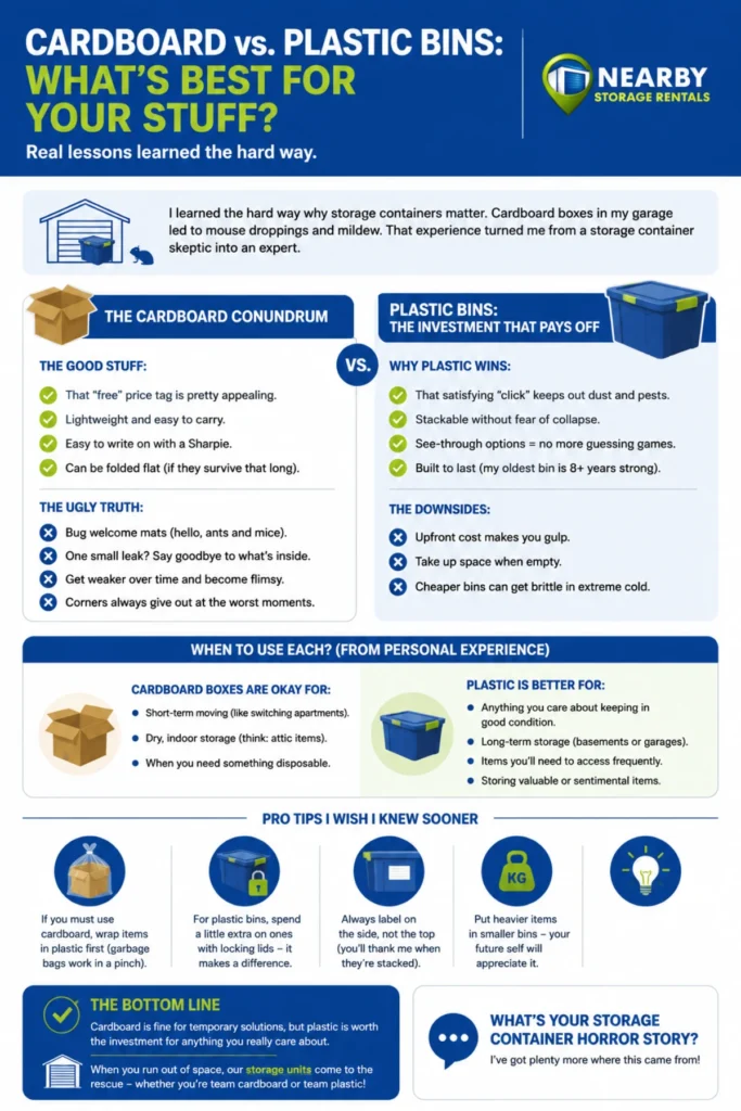 Long-Term Storage: Cardboard or Plastic? (2026) 1 Long-Term Storage Cardboard or Plastic Infographic