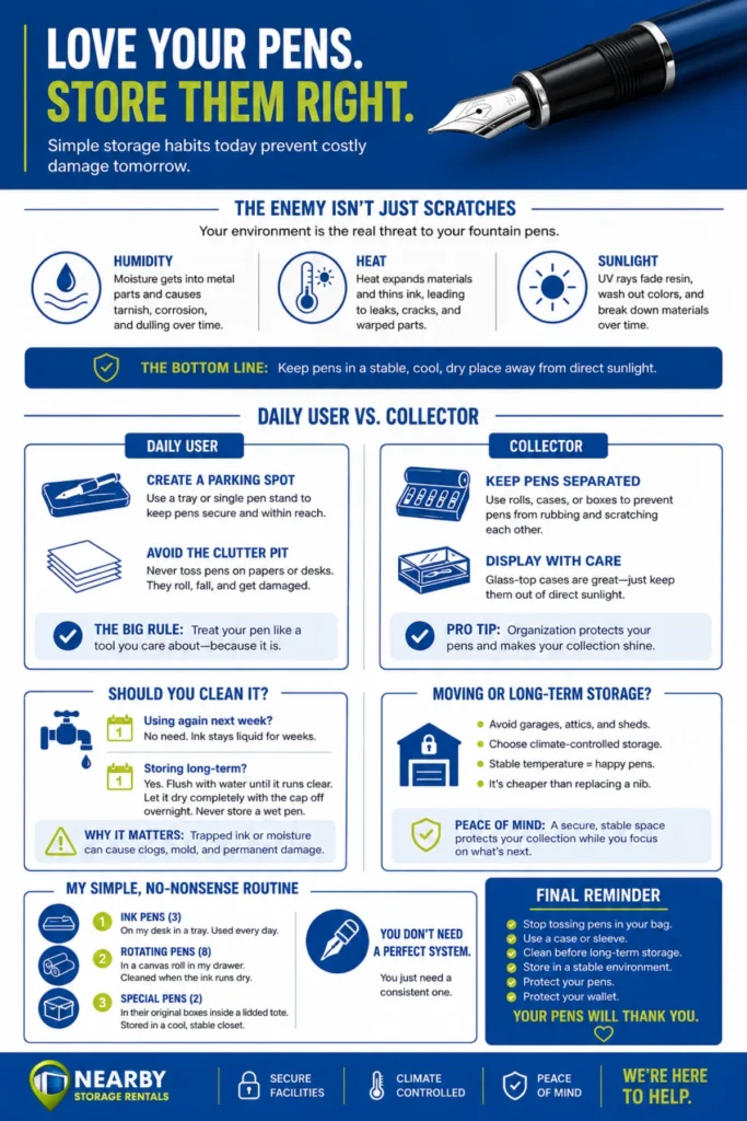 Fountain Pen Storage Tips to Protect Your Collection Infographic