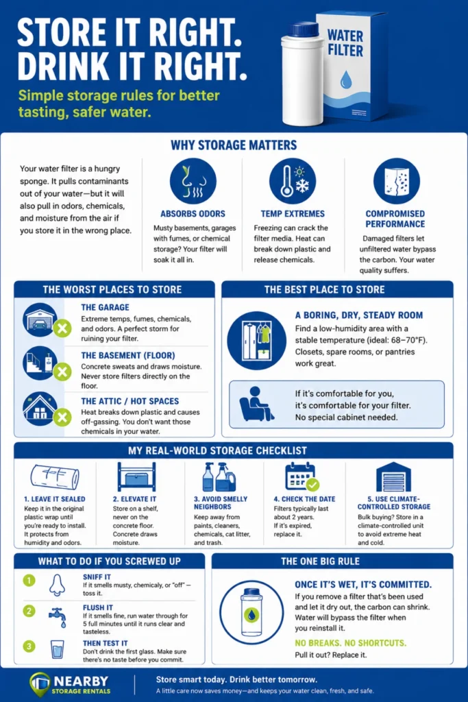 How to Properly Store Extra Unused Water Filters? (2026) 1 How to Properly Store Extra Unused Water Filters Infographic
