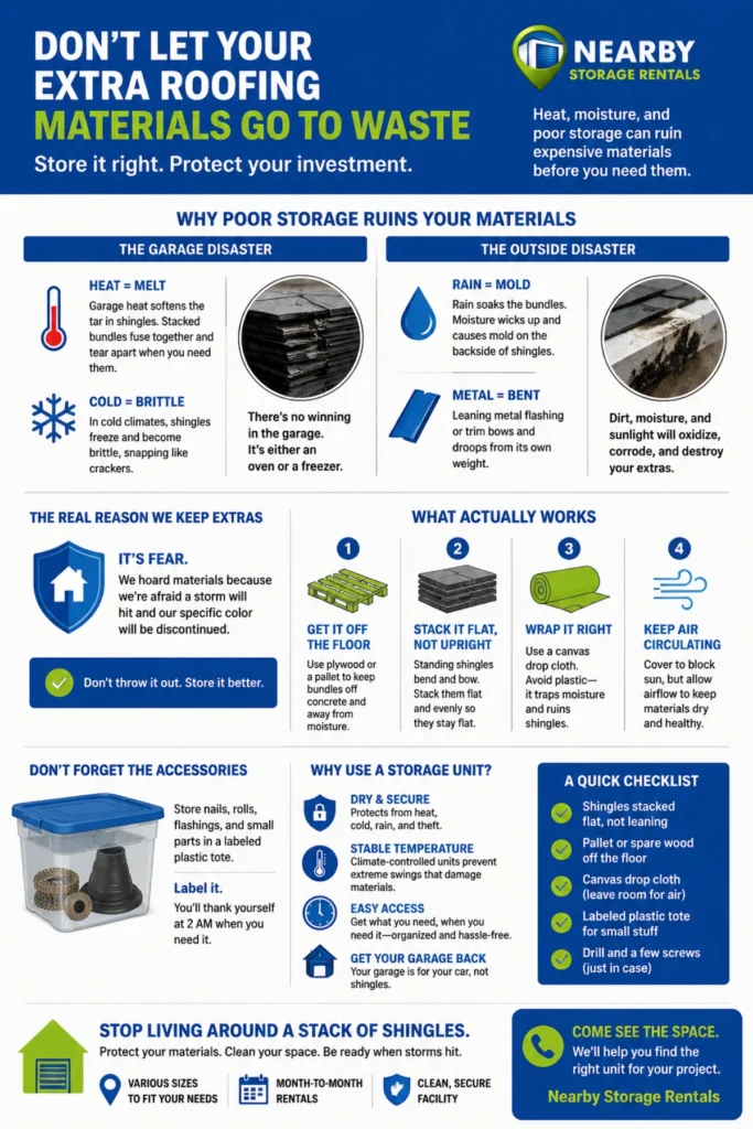 How to Store Leftover Roofing Materials Properly Infographic
