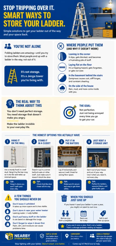 How to Store a Folding Ladder Without the Clutter Infographic