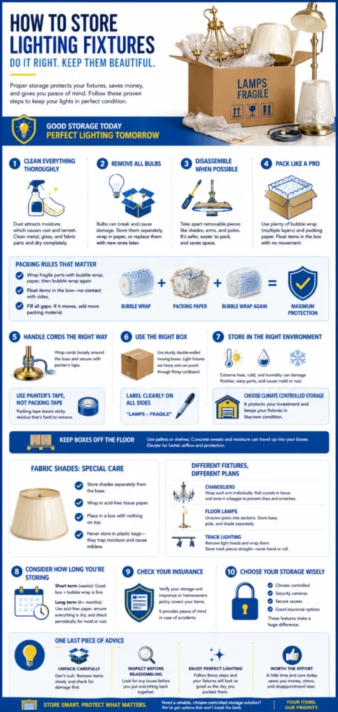Lighting Fixture Storage Tips to Prevent Damage Infographic