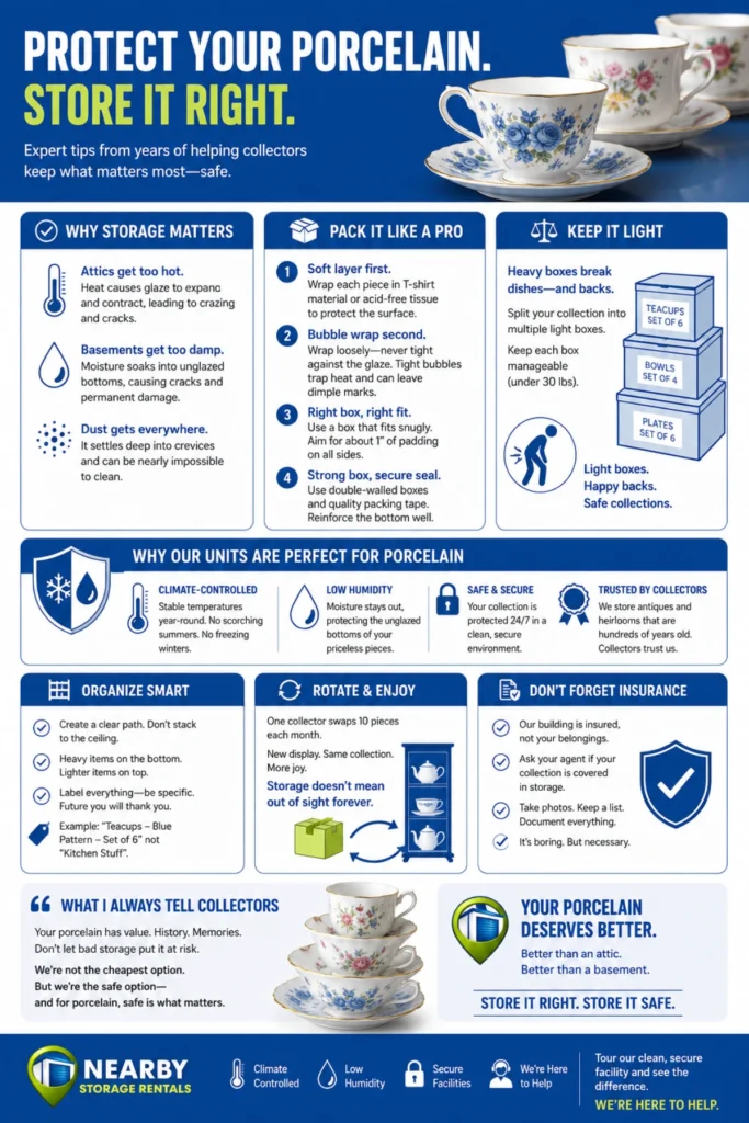 Porcelain Storage Tips to Prevent Cracks & Damage (2026) 1 Porcelain Storage Tips to Prevent Cracks & Damage Infographic