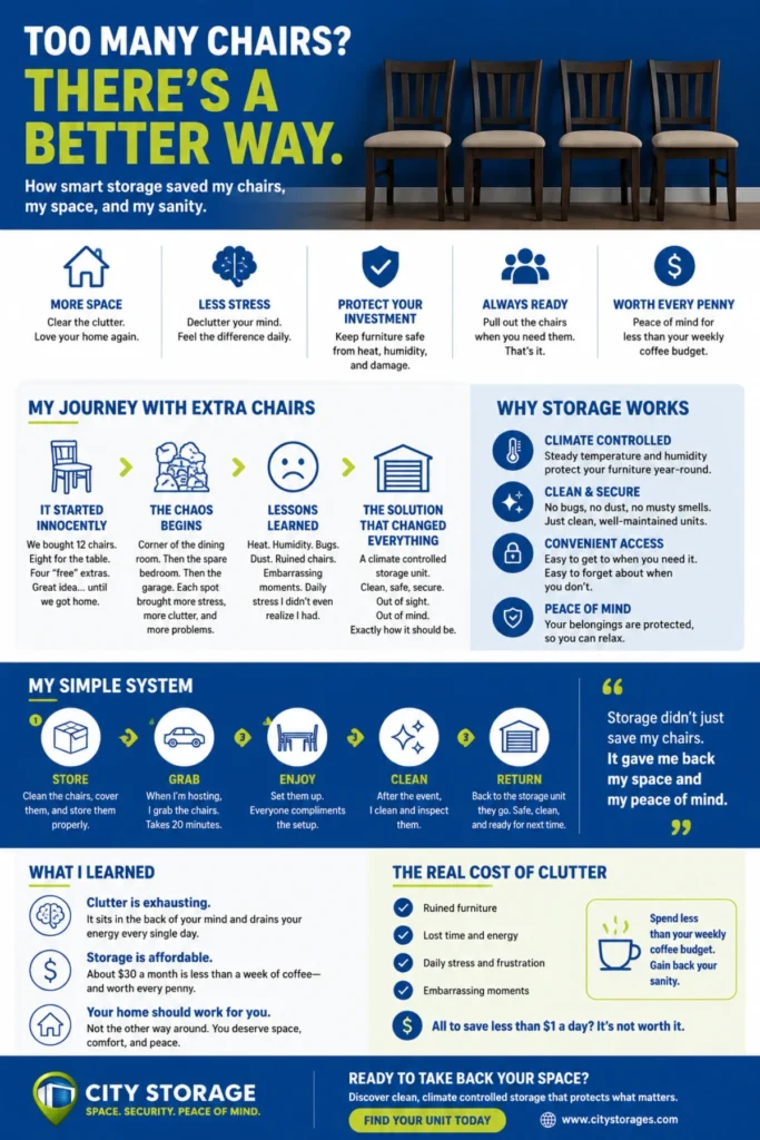 Protect Extra Dining Chairs with Climate Storage (2026) 1 Protect Extra Dining Chairs with Climate Storage Infographic