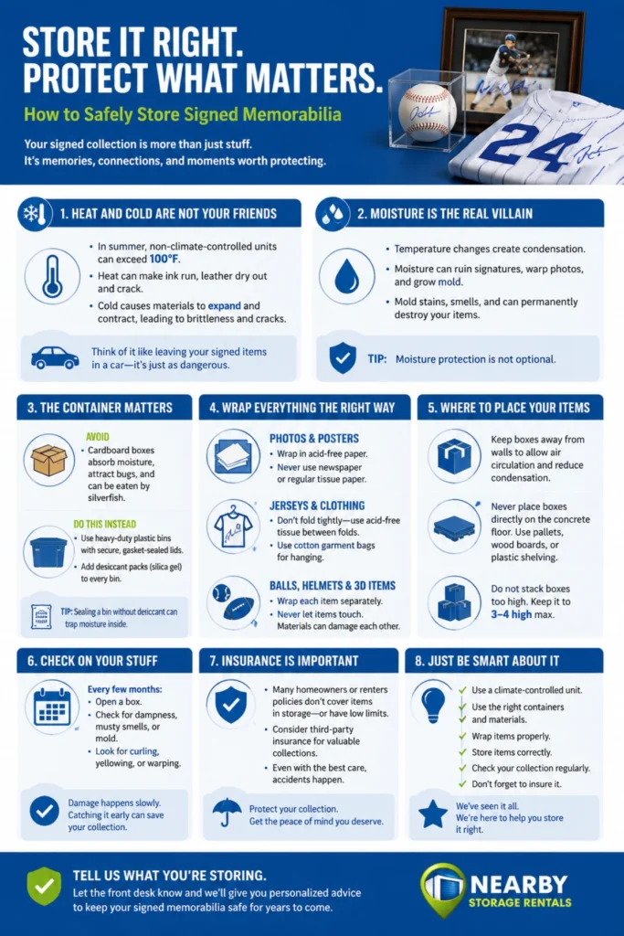 Protecting Autographed Memorabilia in Storage (2026) 1 Protecting Autographed Memorabilia in Storage Infographic