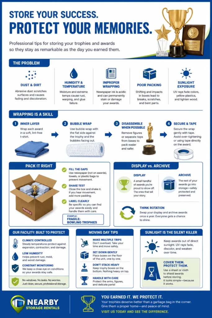 Safe Trophy Storage Guide for Long-Term Protection Infographic