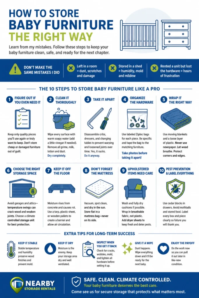 Storing Baby Furniture: Avoid These Costly Mistakes (2026) 1 Storing Baby Furniture Avoid These Costly Mistakes Infographic